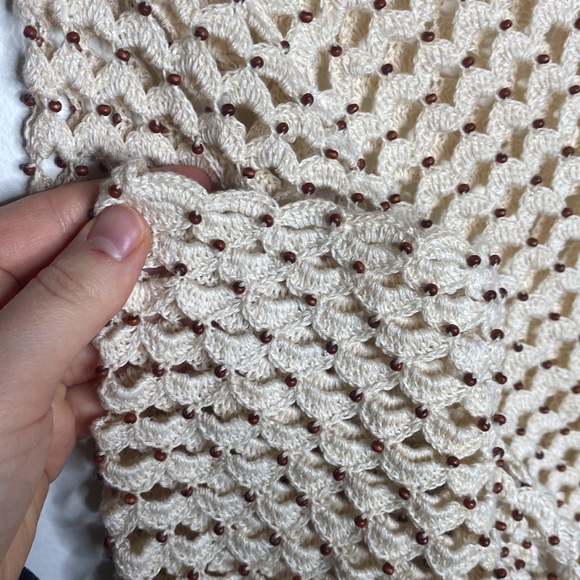 Marisa Christina linen blend beaded open knit crochet cardigan size XL - Picture 6 of 12